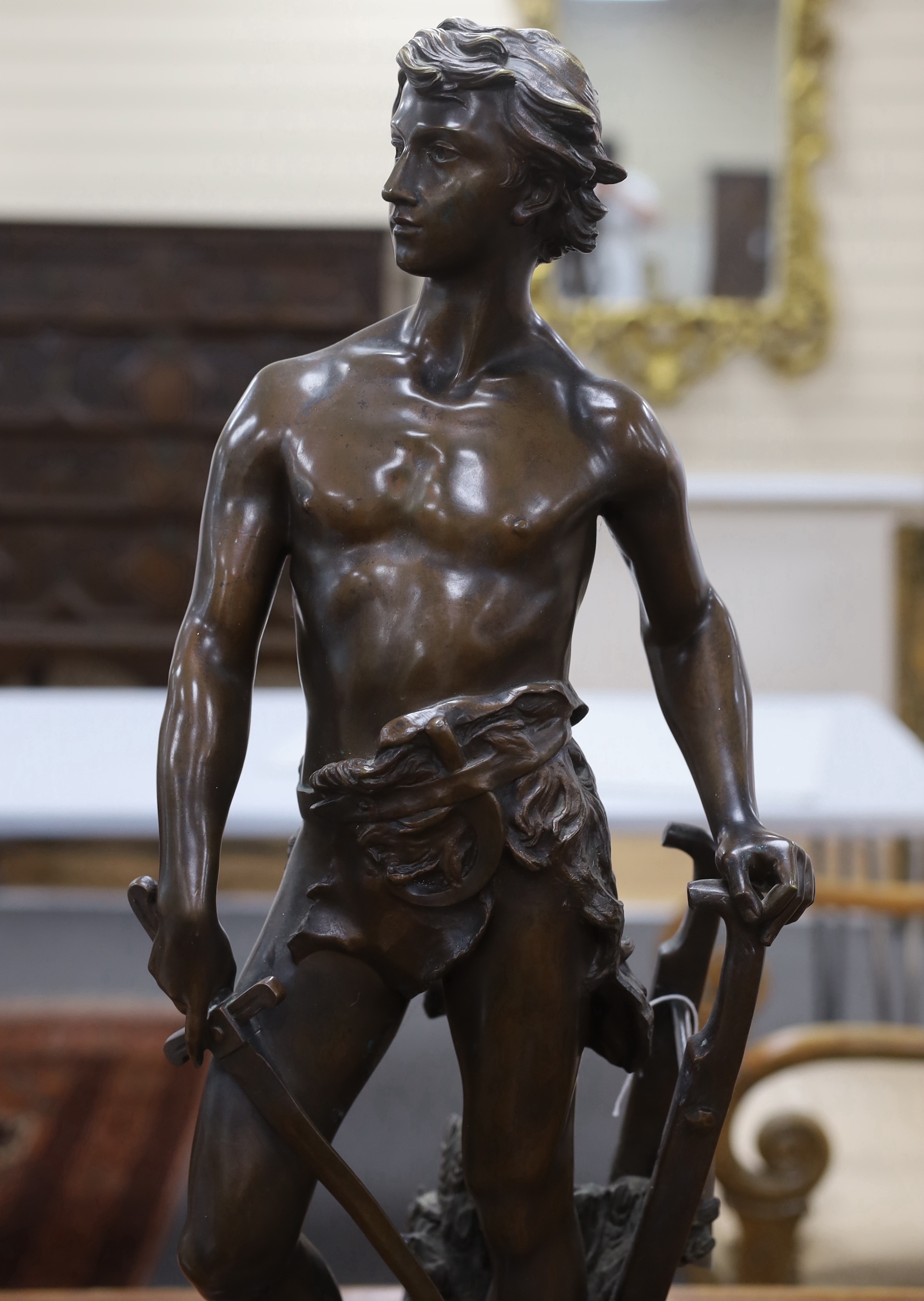 After Adrien Etienne Gaudez (French:1884-1902), bronze, 'Devoir', 76cm high